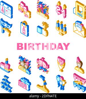 Birthday Event Party Collection Icons Set Vector Stock Vector