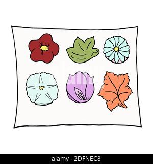 Vector hand drawn doodle namagashi. Japanese rice dessert. Design sketch element for menu cafe, restaurant, label and packaging. Colorful illustration Stock Vector