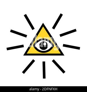 Eye of providence - eye, rays of light and triangle - symbol of freemasonry. Vector illustration Stock Photo