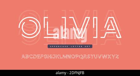 Vector rounded linear sans uppercase letter set, alphabet, typography Stock Vector