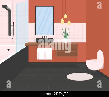 Luxury bathroom flat color vector illustration Stock Vector
