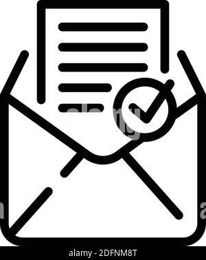 Approved email icon. Outline approved email vector icon for web design isolated on white background Stock Vector