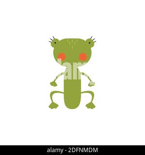 cute green frog. The frog is funny. Vector illustration. Stock Vector