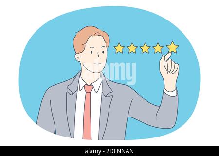 Excellent rating, perfect service and customer feedback concept Stock Vector