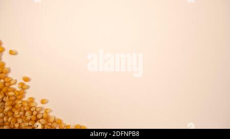 Popcorn maize frame. Dry pop corn. Healthy eating. Yellow grain agriculture Stock Photo