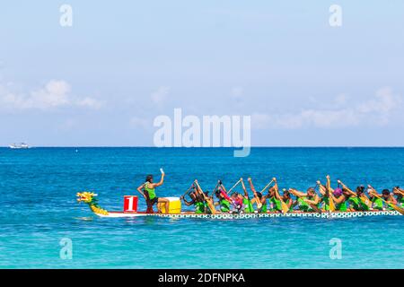 Competitors during the Boracay International Dragon Boat Festival Stock Photo