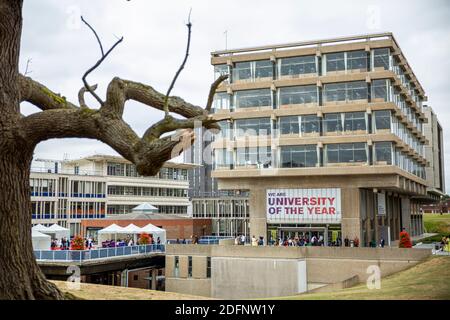 University of the Year - 2019. The University of Essex central buildings in Wivenhoe Park a mile East of Colchester established in 1963 Stock Photo
