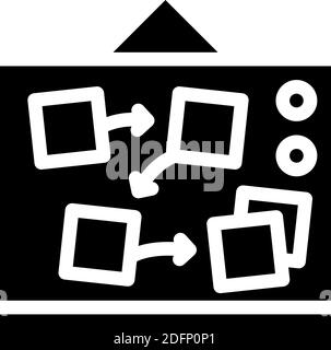 desk with planning and tasks glyph icon vector illustration Stock Vector