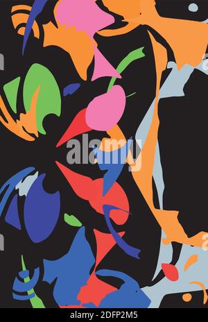 Abstract background of vector color art design. Colorful background. Funny Doodle drawing background with abstract shapes and colors. Modern vector pattern for fun brochure cover design Stock Vector