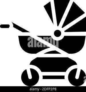 baby stroller glyph icon vector illustration black Stock Vector