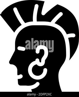 punk with mohawk glyph icon vector illustration Stock Vector