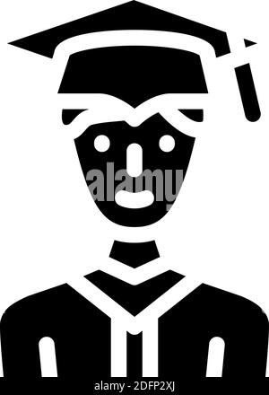 student graduate glyph icon vector illustration black Stock Vector