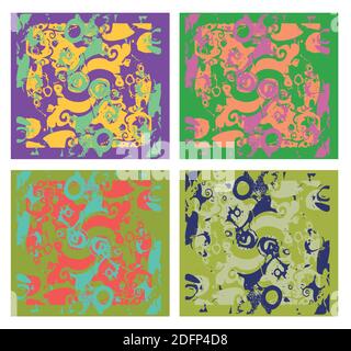 Abstract background of vector color art design. Colorful background. Funny Doodle drawing background with abstract shapes and colors. Modern vector pattern for fun brochure cover design Stock Vector