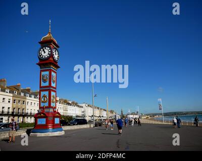 The Victorian clock tower (1887) on Weymouth seafront, Dorset. Stock Photo
