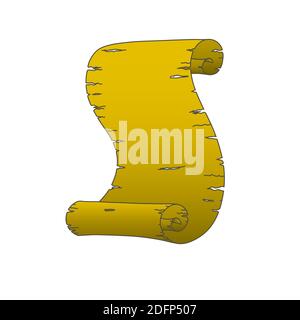 Papyrus parchment scroll. Acient paper parchment isolated in white background. Vector illustration in doodle style Stock Vector