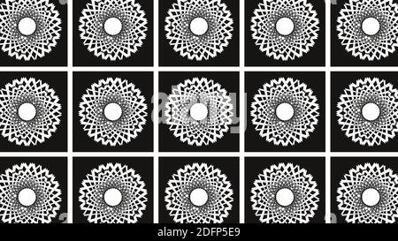 Black and white, round shape, floral icons, vector artwork. Stock Vector