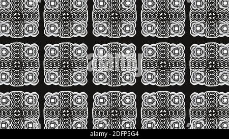 Black and white, seamless pattern with floral icons, vector wallpaper. Stock Vector