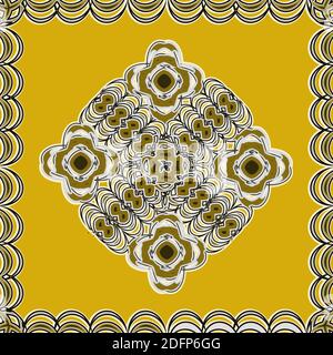 gold ornament on black, triangle shape, floral design with cross symbol, vector artwork, isolated on golden background. Stock Vector