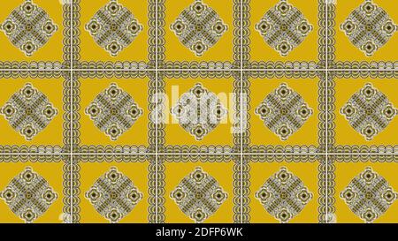 seamless pattern with black triangle flower icons, vector artwork in yellow color. Stock Vector