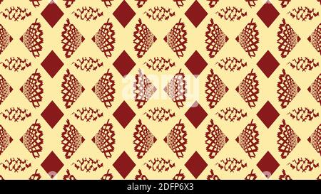 Vector artwork, seamless pattern with red triangle icons, isolated on yellow background. Stock Vector