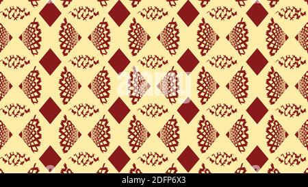 Vector artwork, seamless pattern with red triangle icons, isolated on yellow background. Stock Vector