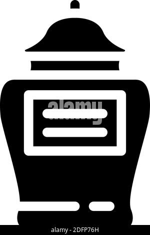 urn with ashes of deceased glyph icon vector illustration Stock Vector