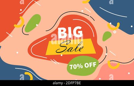 Abstract sales wallpaper with colorful elements design. Big sale offer background with abstract shapes. Vector illustration Stock Vector
