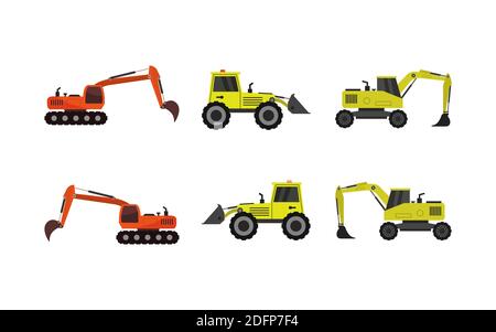 Excavator Set Vector illustration EPS 10 Stock Vector
