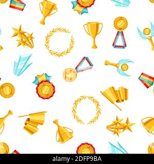 Awards and trophy seamless pattern. Stock Vector