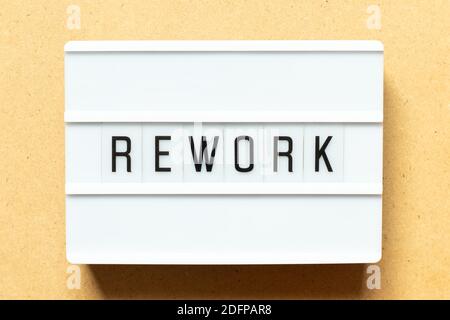 Lightbox with word rework on wood background Stock Photo