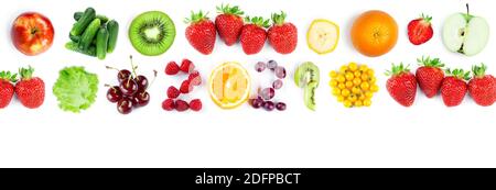 Fruits and vegetables. New year 2021 made of fruits and vegetables on the white background. Healthy food. Stock Photo