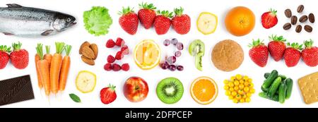 Fruits and vegetables. New year 2021 made of delicious food on the white background. Healthy food. Texture Stock Photo
