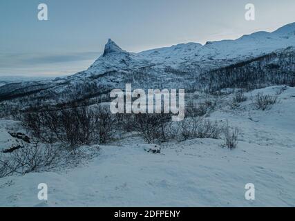 Norwegian winter mountain (Tøttatoppen in Narvik) Stock Photo