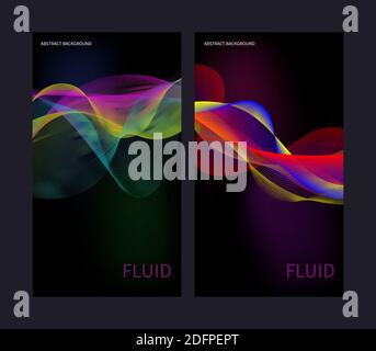 Dark mobile phone background with blend of bright wavy abstract colorful lines. Stock Vector