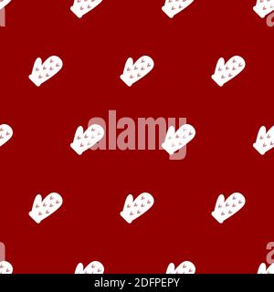 Seamless hand-drawn mittens pattern. Winter warm clothing background Stock Vector