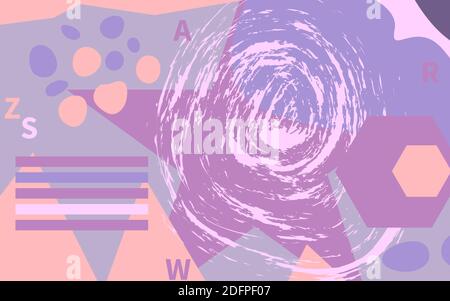 Chaotic banner with random abstract shapes. Geometric composition with textures and patterns. Graffiti art Stock Vector
