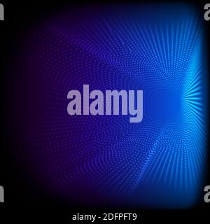 Abstract dynamic dots wave 3D pattern particles on blue background and texture Big data Digital rendering Vector illustration Stock Vector