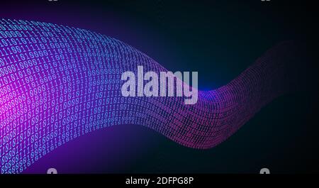 Binary code wave. Sound as a binary wave. Abstract binary background. Stock Vector