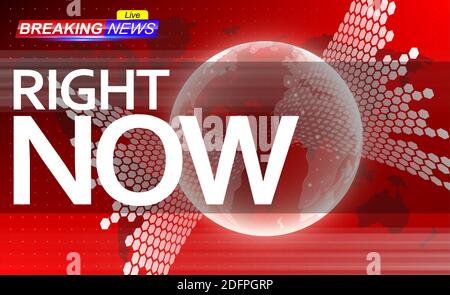 Breaking news template on red background. Holographic globe on world map. Stock Vector