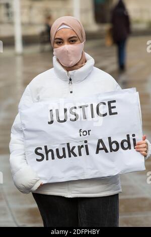 Bristol, UK. 6th Dec 2020. Anti- Islamophobia protesters march through Bristol city centre demanding more protection for Muslims. They condemned the French government’s actions towards Muslims and highlighted the case of Shukri Abdi who drowned in near Manchester, which they do not believe was an accident. Redorbital/Alamy Live News Stock Photo