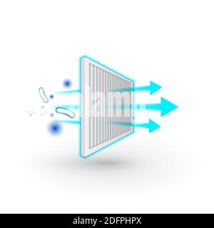 Air purifier. Air filter icon. Solid Particle and Bacterial Filter. Stock Vector