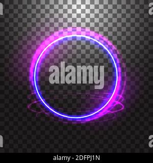 Vector neon gloving ring isolated on transparent background. Blue round light effect. Stock Vector