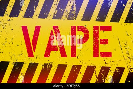 Vape lettering on danger sign with yellow and black stripes. Electronic  e-cigarette warning sign Stock Photo - Alamy