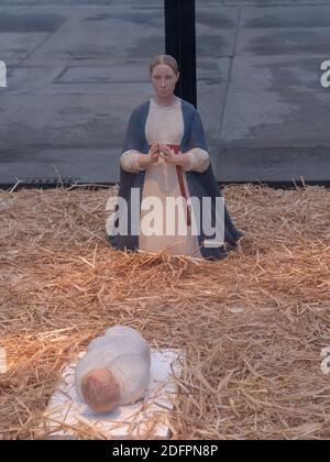 London, UK. 4th December 2020. Detail of the nativity Christmas Crib, created by the Japanese sculptor Tomoaki Suzuki, seen on display on Trafalgar Square during the coronavirus covid-19 pandemic on a Friday afternoon early December 2020. Credit: Joe Kuis / Alamy Stock Photo