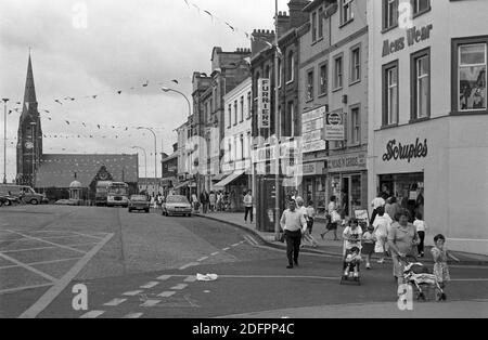 town centre with Shankill Parish Church, July 1986, Lurgan, County Armagh, Northern Ireland Stock Photo