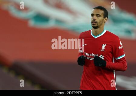 Liverpool, UK. 06th Dec, 2020. Joel Matip of Liverpool looks on. Premier League match, Liverpool v Wolverhampton Wanderers at Anfield Stadium in Liverpool, England on Sunday 6th December 2020. this image may only be used for Editorial purposes. Editorial use only, license required for commercial use. No use in betting, games or a single club/league/player publications.pic by Chris Stading/Andrew Orchard sports photography/Alamy Live News Credit: Andrew Orchard sports photography/Alamy Live News Stock Photo