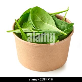 fresh green spinach leaves isolated on white background Stock Photo