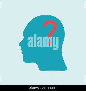Silhouettes head with question mark. Vector flat illustration. Stock Vector