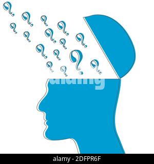 Silhouettes head with question mark. Vector flat illustration. Stock Vector