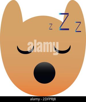 Funny owl face of a set with big eyes. Sleeping Kawaii Emoji. Icons with a beautiful gradient. EPS 10. Stock Vector